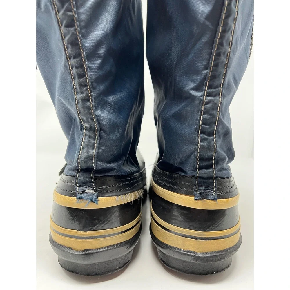 SOREL Acadian Snow Boots Mens 11 Navy Blue Vintage Made in Canada Insulated Zip